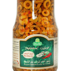 Mukhtarat Sliced Green Olives with Olive Oil